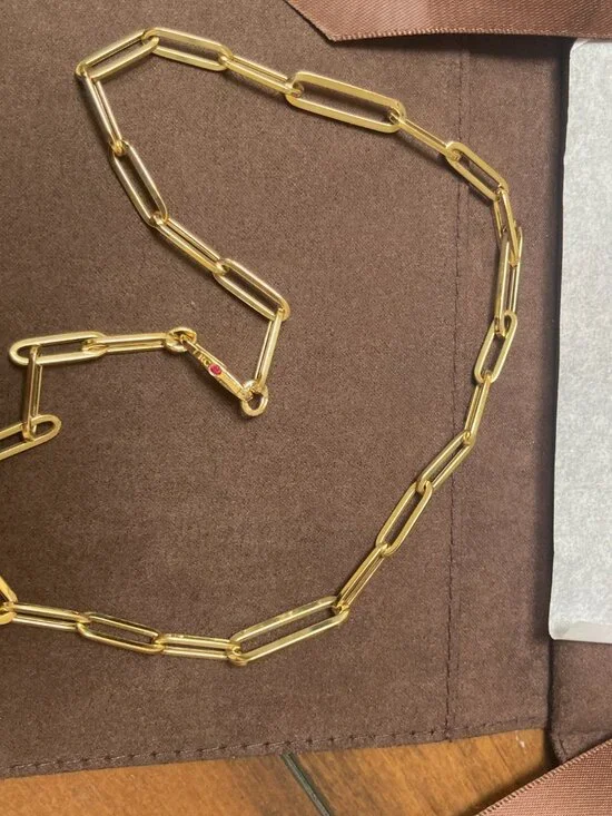ROBERTO COIN DESIGNER GOLD ALTERNATING SIZE PAPERCLIP LINK CHAIN NECKLACE - Picture 5 of 10